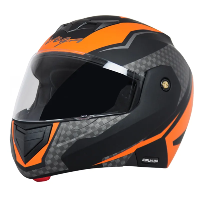 VEGA Crux Dx Checks Dull Black Orange Full Face Helmet