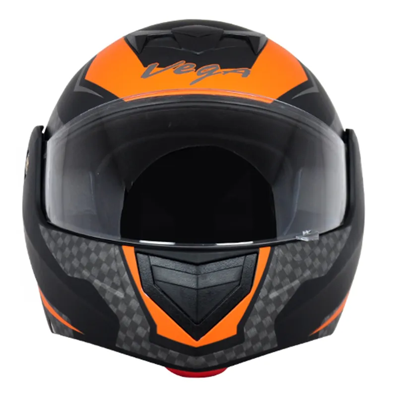 VEGA Crux Dx Checks Dull Black Orange Full Face Helmet