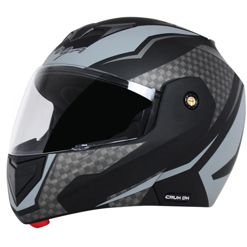 VEGA Crux Dx Checks Dull Black Silver Full Face Helmet