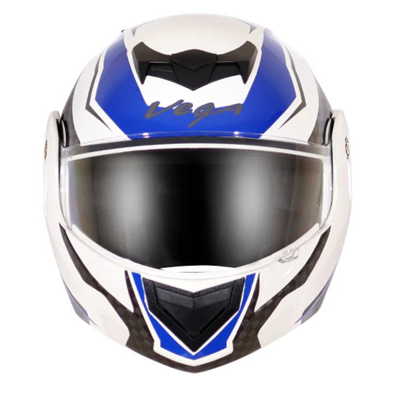VEGA Crux Dx Checks White Blue Full Face Helmet