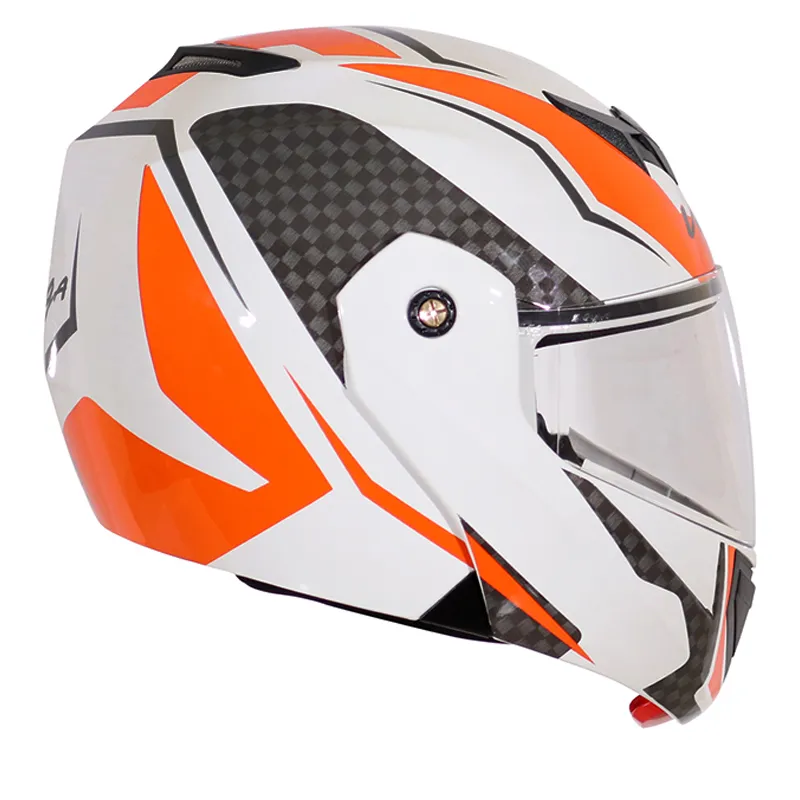 VEGA Crux Dx Checks White Orange Full Face Helmet
