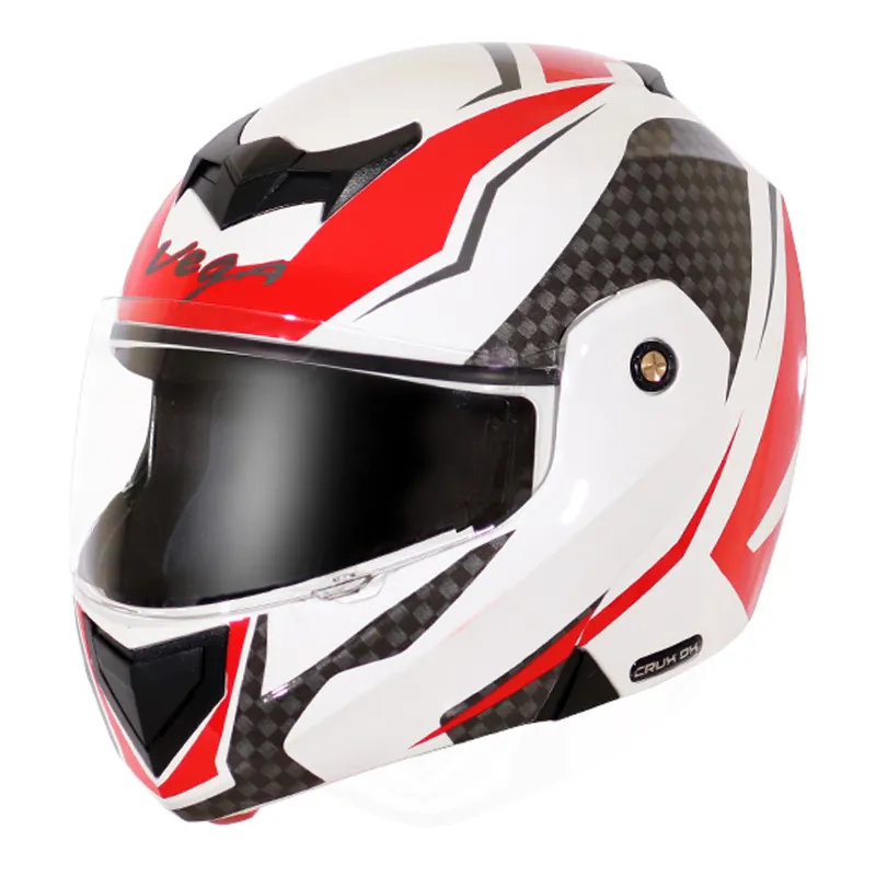 VEGA Crux Dx Checks White Red Full Face Helmet