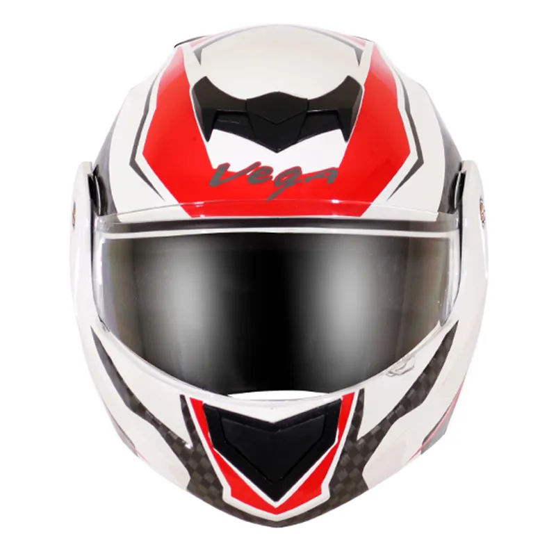 VEGA Crux Dx Checks White Red Full Face Helmet