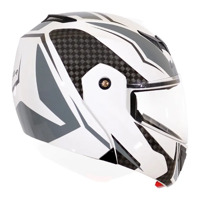 VEGA Crux Dx Checks White Silver Full Face Helmet