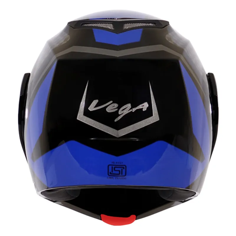 VEGA Crux Dx Dual Visor Checks Black Blue Flip Up Helmet