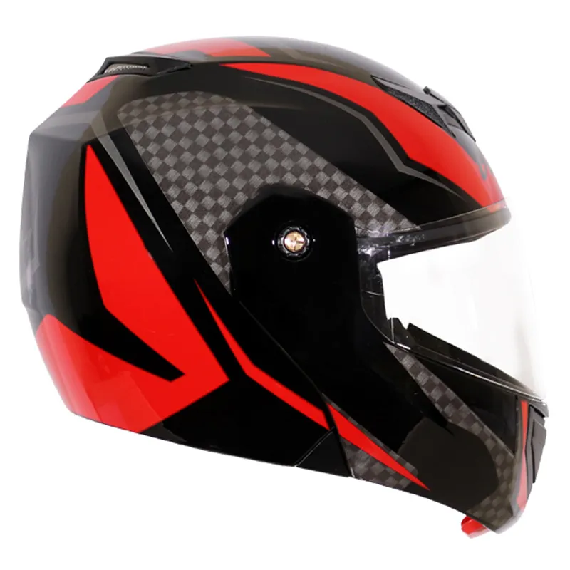 VEGA Crux Dx Checks Dull Black Red Flip Up Helmet