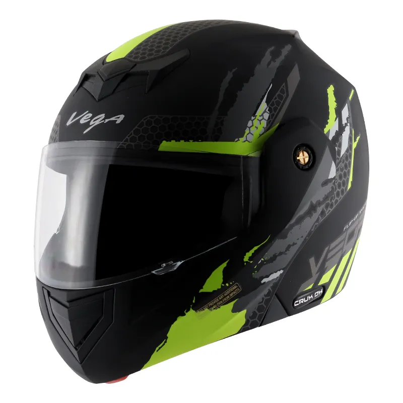 VEGA Crux Dx Flex Dull Black Neon Yellow Full Face Helmet