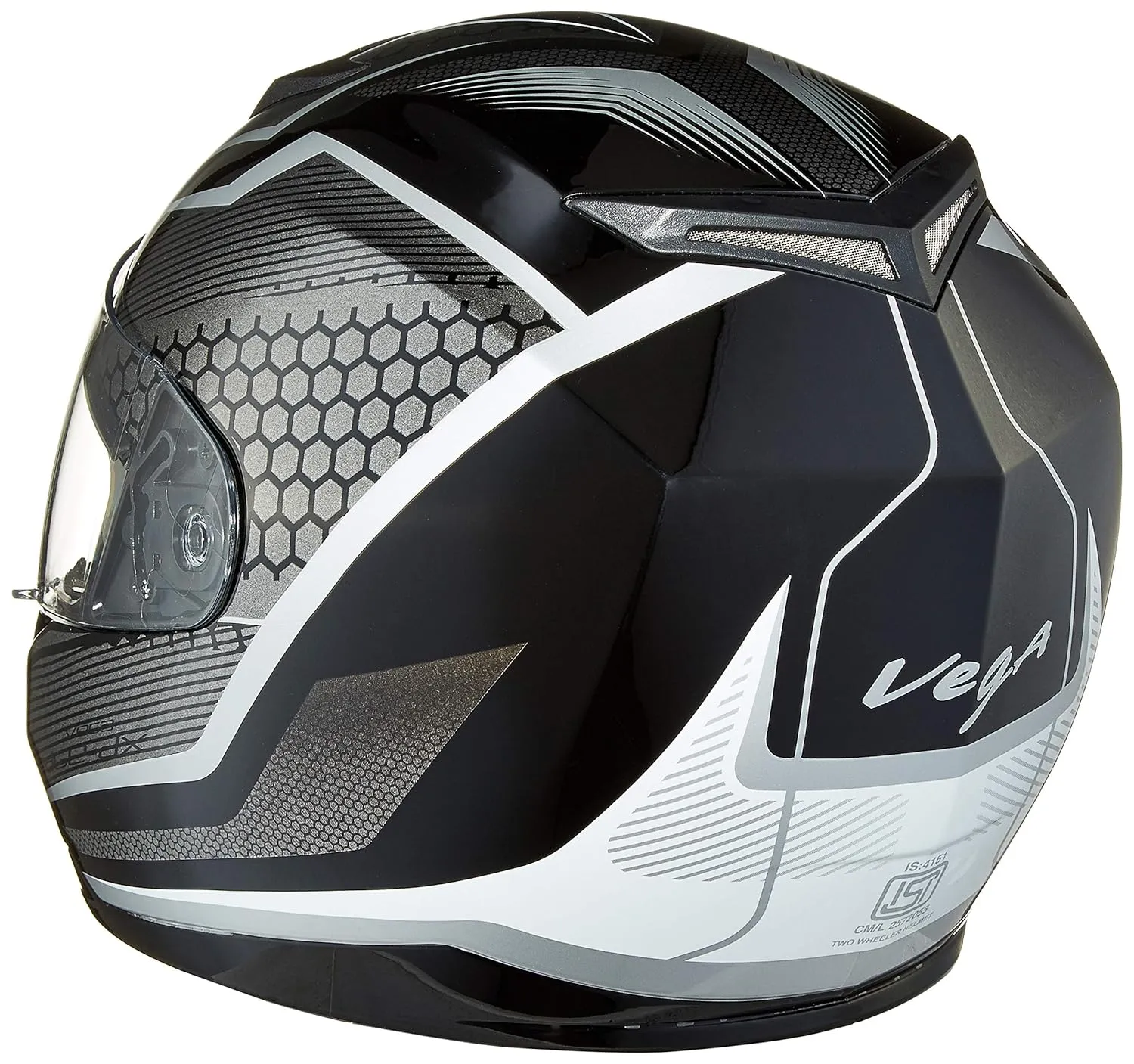 VEGA Edge Dx Blast Dull Black Silver Full Face Helmet