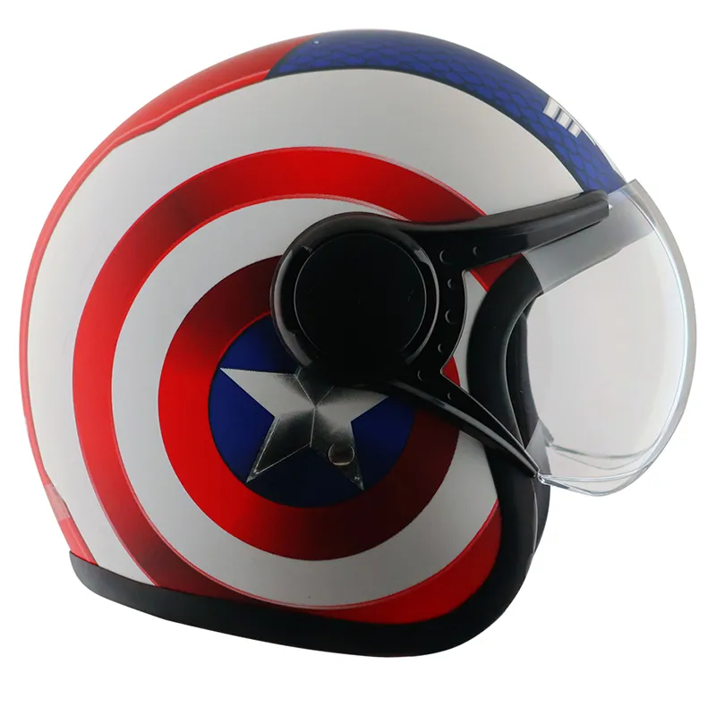 VEGA Jet Dx Marvel Captin America White Red Full Face Helmet