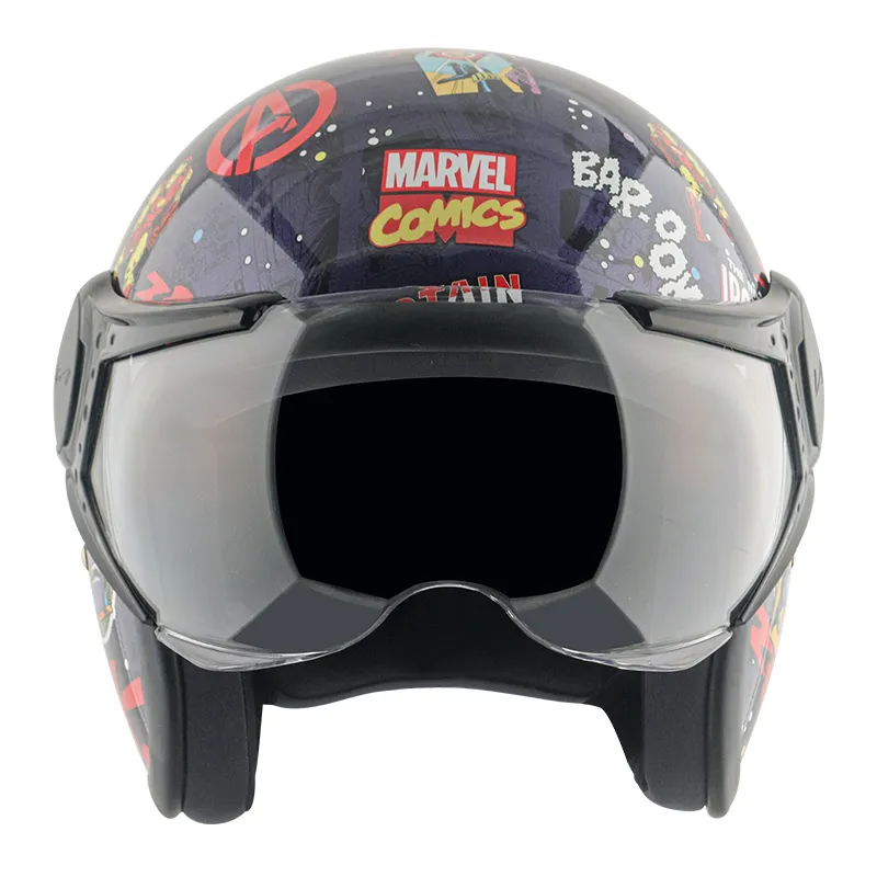 VEGA Jet Dx Marvel Comics Blue Red Half Face Helmet