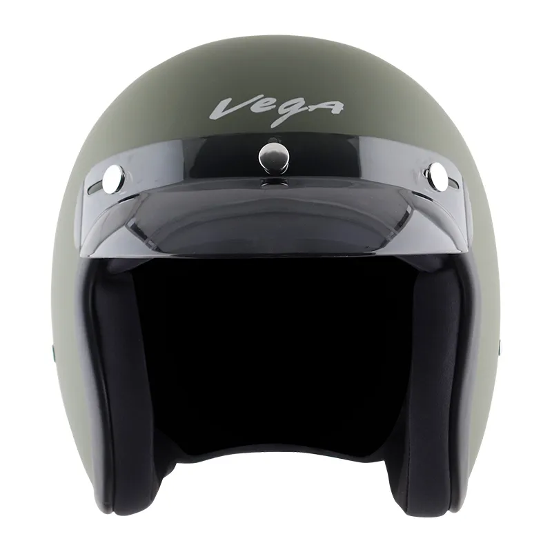 VEGA Jet Dx Dull Battle Green Half Face Helmet