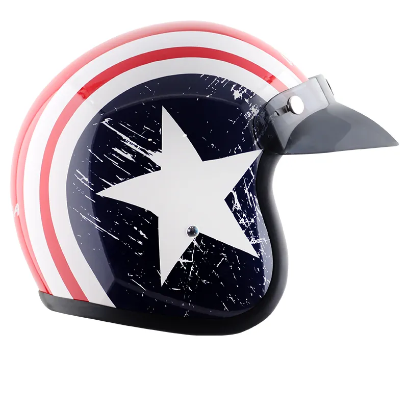 VEGA Jet Dx W Peak Captain Red Blue Half Face Helmet