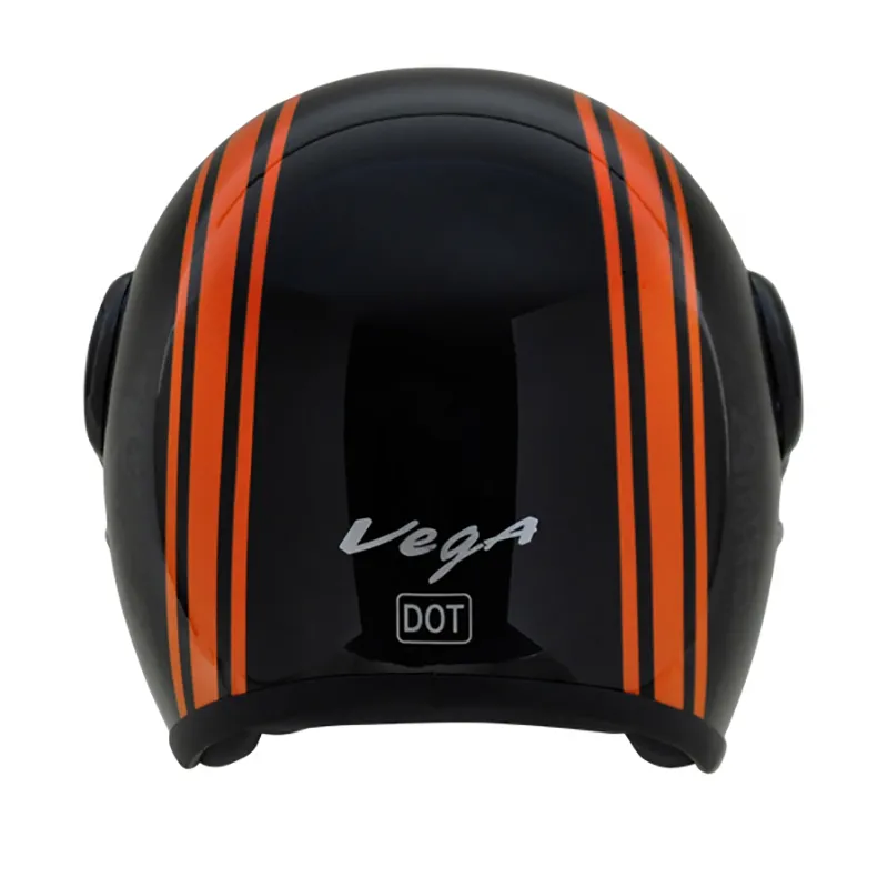 VEGA Jet Old School Black Orange Half Face Helmet
