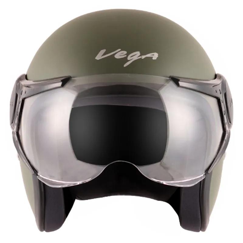 VEGA Jet Dull Army Green Half Face Helmet