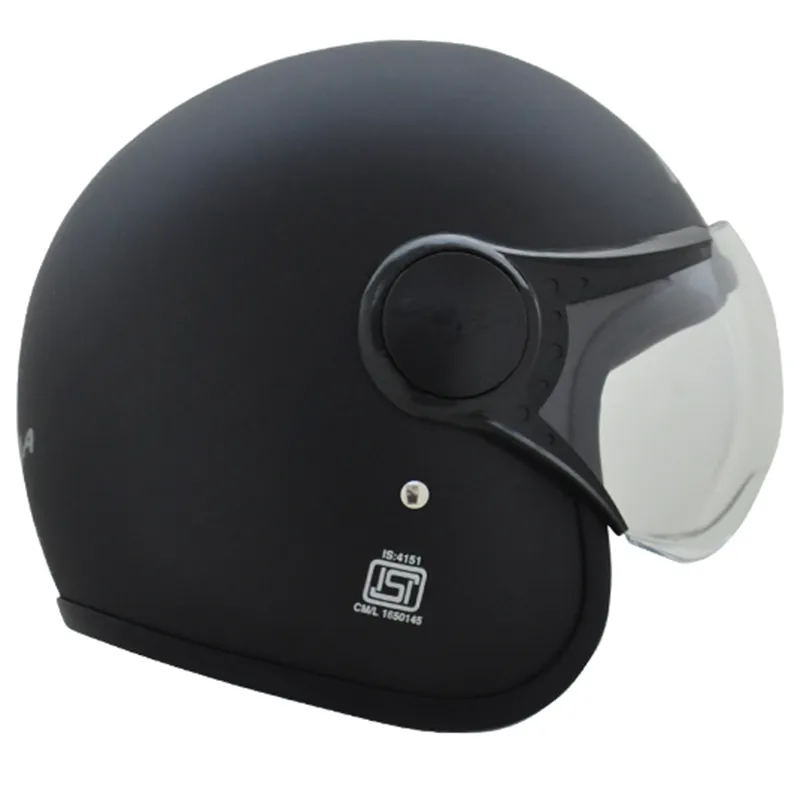 VEGA Jet Dull Black Half Face Helmet