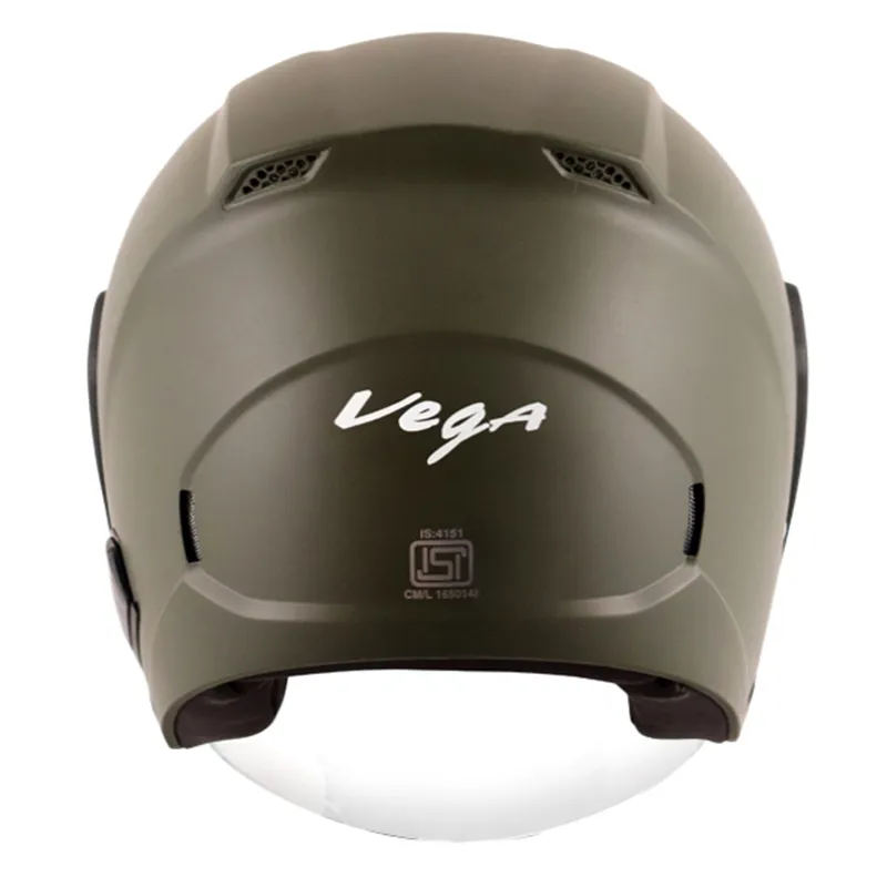 VEGA Lark Dull Battle Green Half Face Helmet