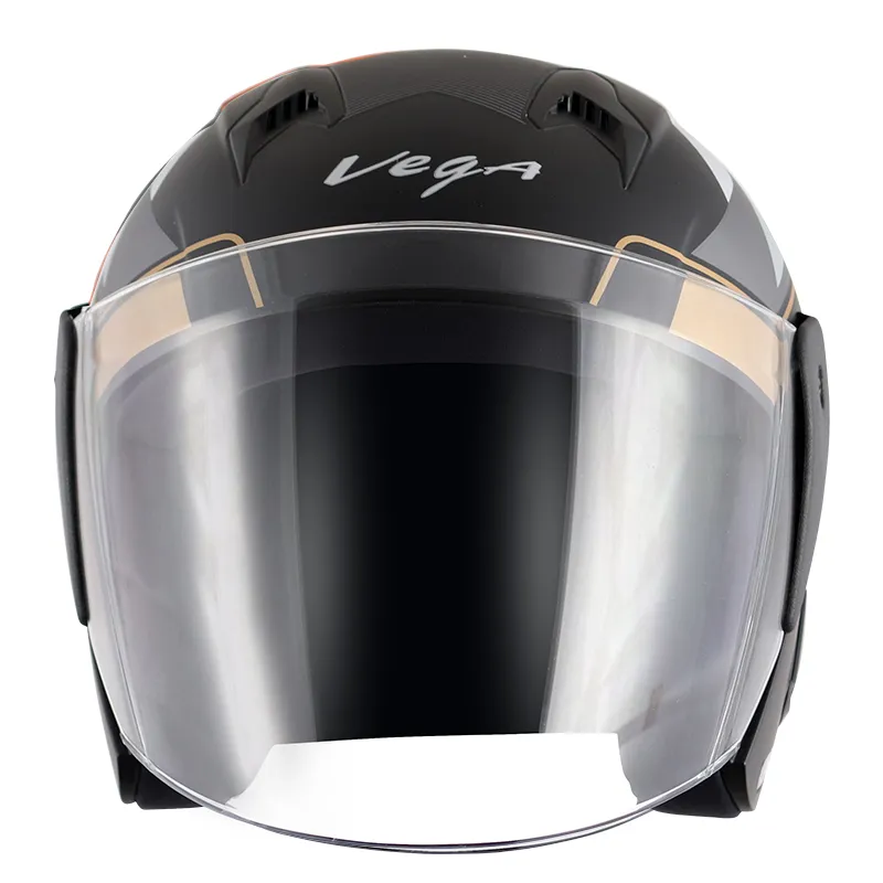 VEGA Lark Legend Dull Black Silver Half Face Helmet