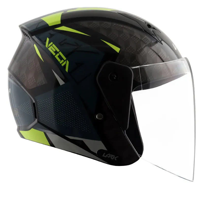 VEGA Lark Twist Black Neon Yellow Half Face Helmet
