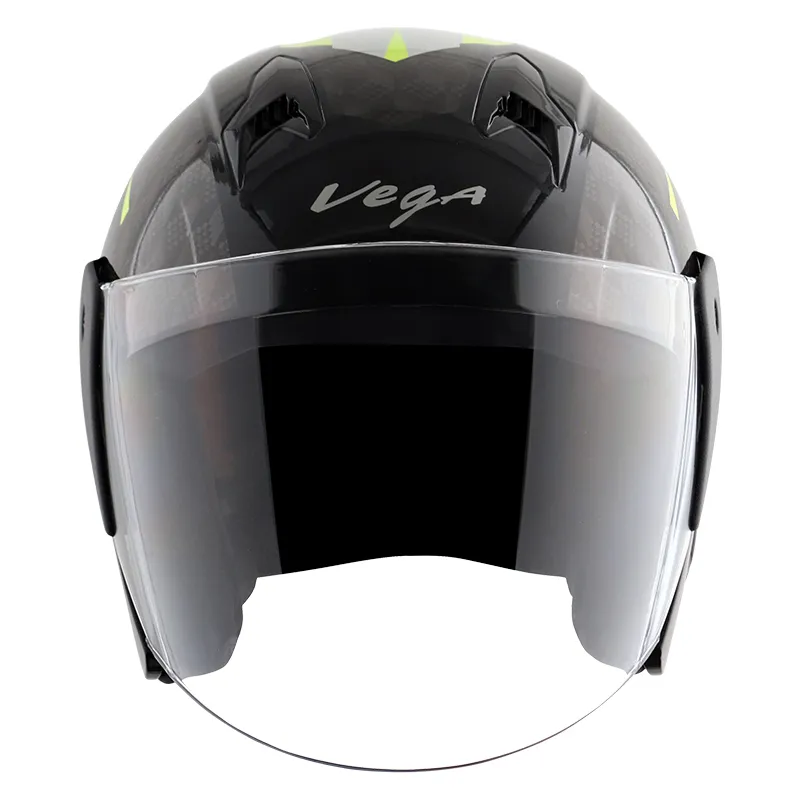 VEGA Lark Twist Black Neon Yellow Half Face Helmet
