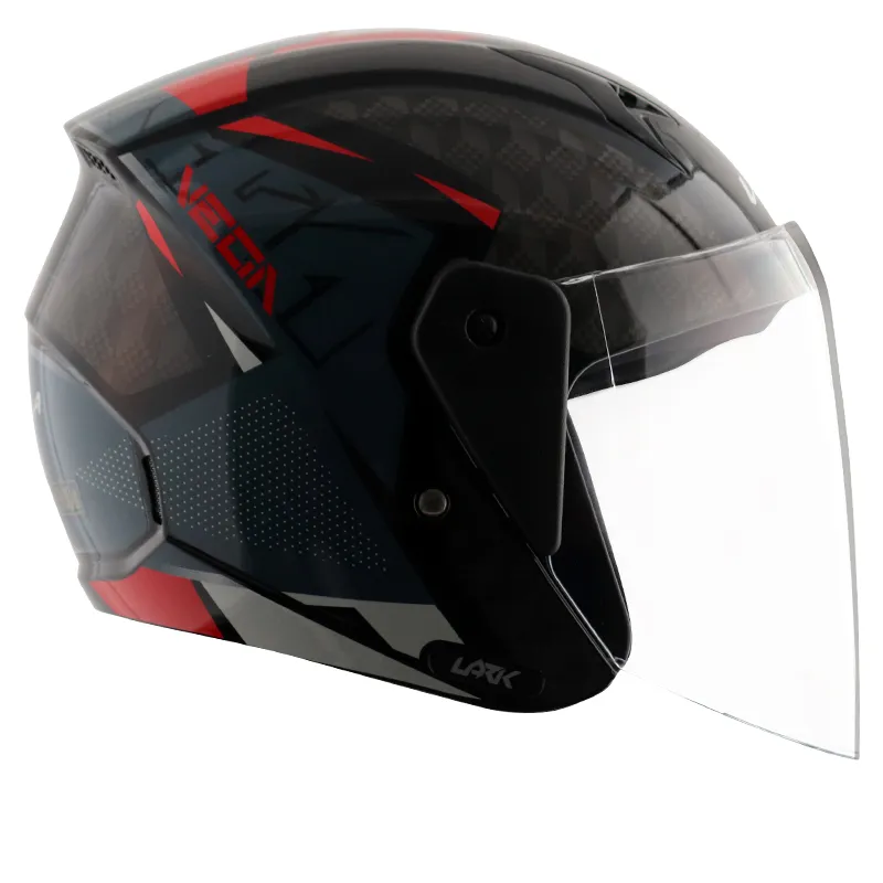 VEGA Lark Twist Black Red Half Face Helmet