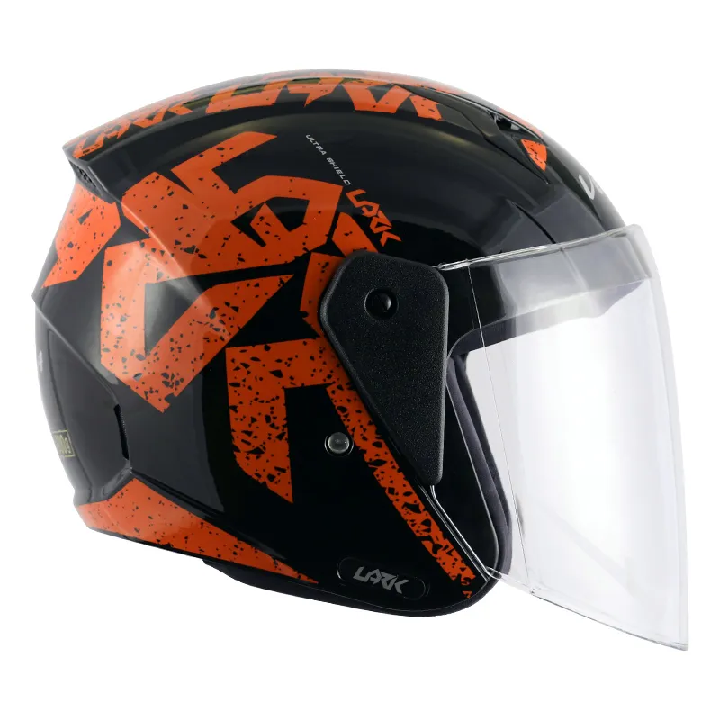 VEGA Lark Victor Black Orange Half Face Helmet