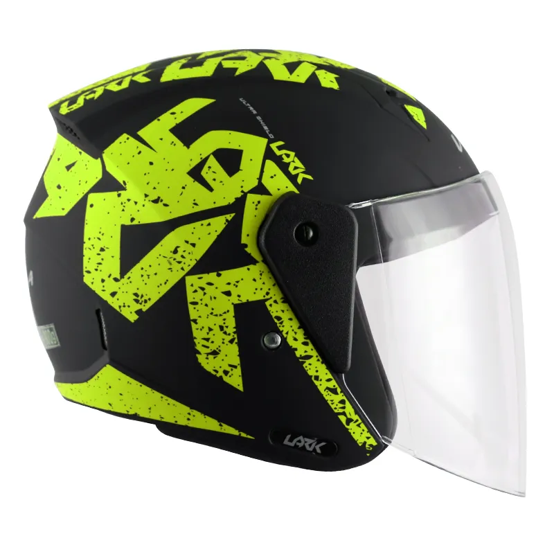 VEGA Lark Victor Dull Black Neon Yellow Half Face Helmet