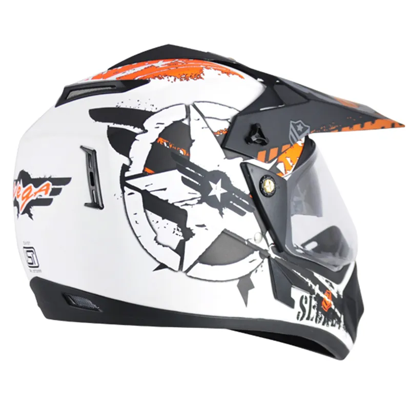 VEGA Secret Dull White Black Off Road Helmet
