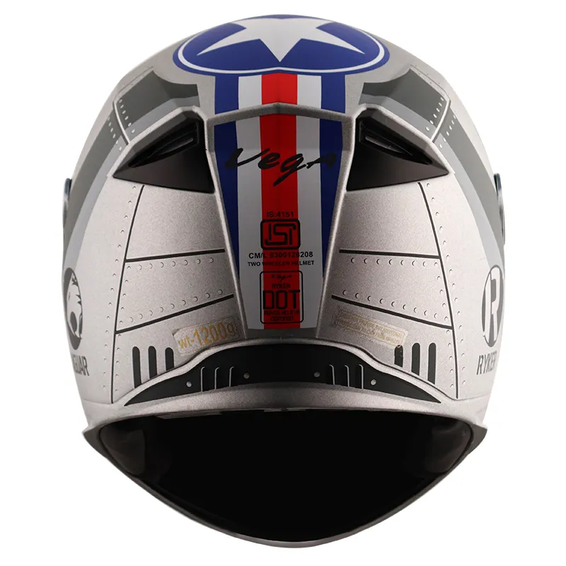 VEGA Ryker Wingman Dull Cool Grey Black Full Face Helmet
