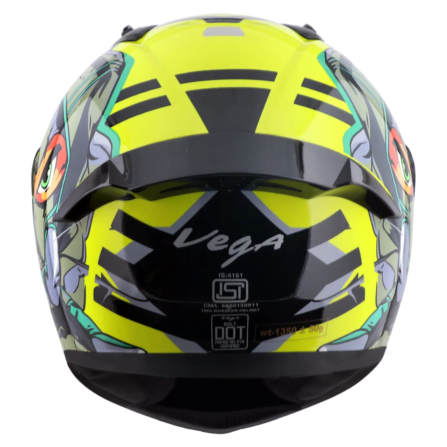 Vega Bolt Dx Ninja Neon Yellow Grey Full Face Helmet