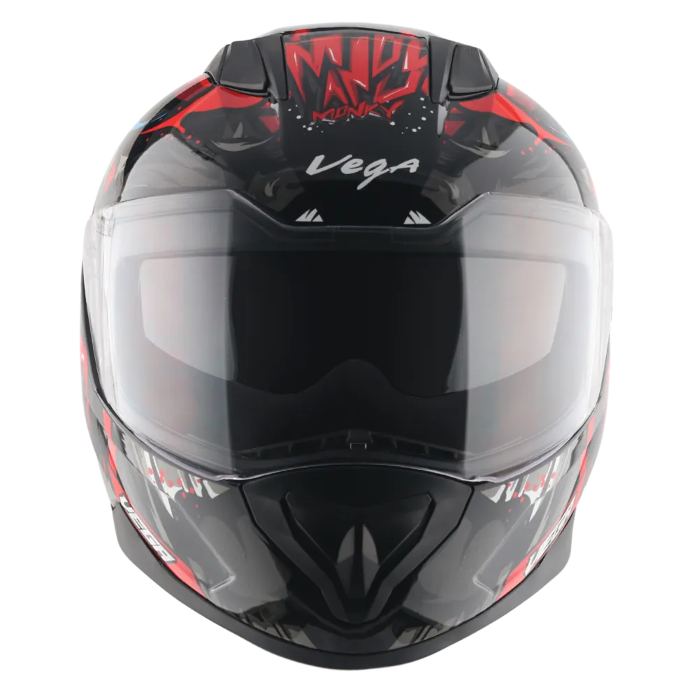 Vega Rapid Dx Monkey Black Red Full Face Helmet