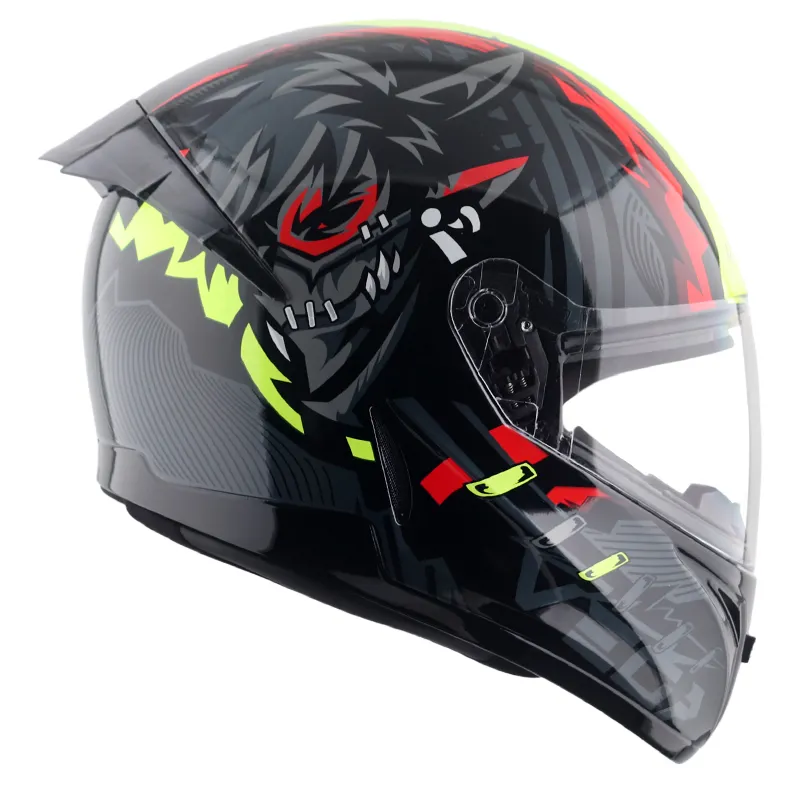 VEGA Voyager Dx Dragon Dull Black Neon Yellow Full Face Helmet