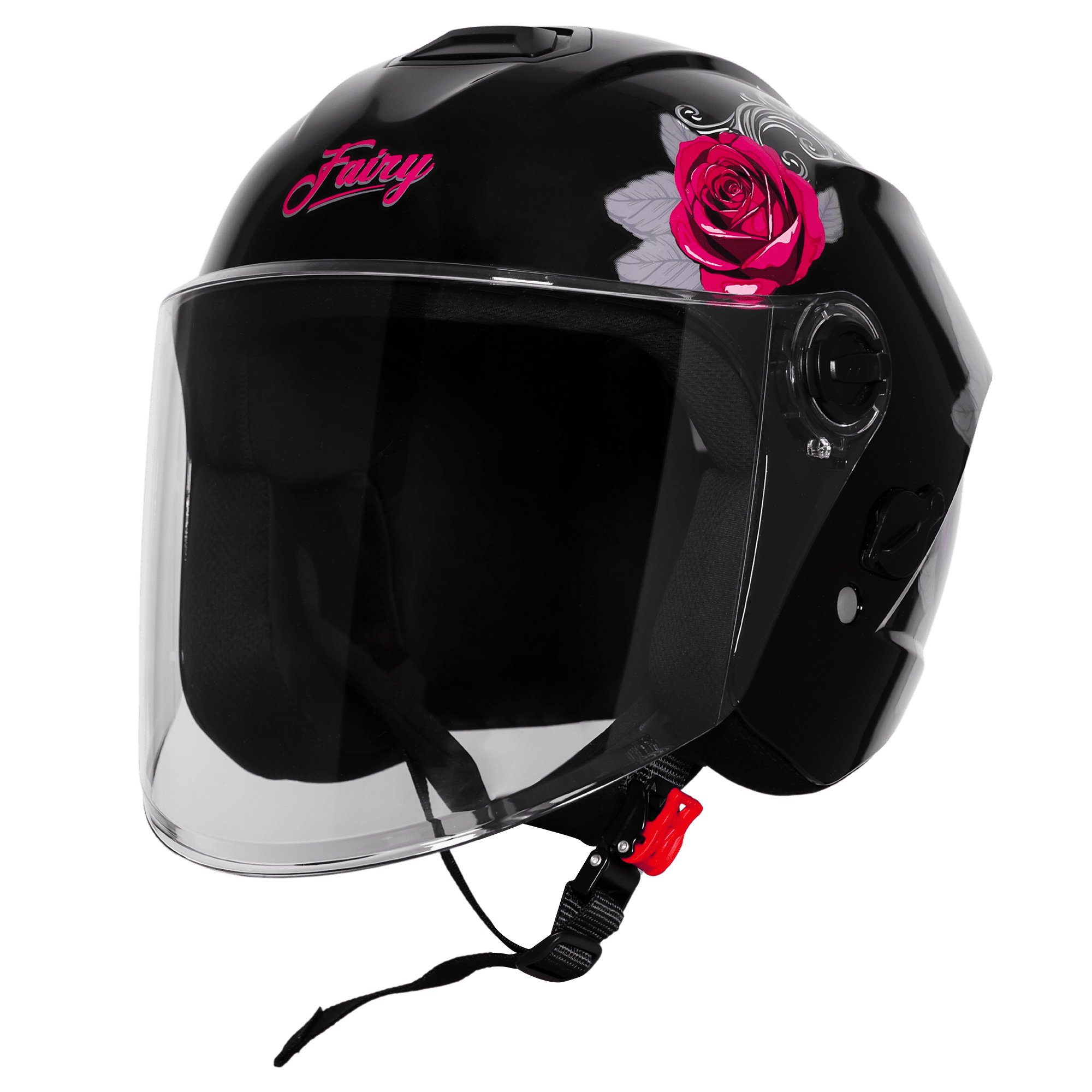 Steelbird Sbh 80 Fr1 Black Pink Rose Half Face Helmet – Sparkly Helmets